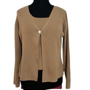 Gett Wool Two-Piece Tank Top and Cardigan Sweater Set Large